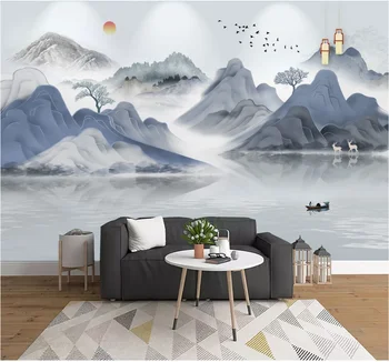 Milofi Kinijos atmosferą, kraštovaizdžio, kraštovaizdžio aukso kraštovaizdžio tapetai, sofa-lova, miegamojo užsakymą freskos 8D atsparus vandeniui sienų medžiaga