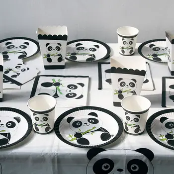 10vnt Panda Gimtadienio Festerval Vestuvių Dekoratyvinis Įrankiai Atostogų Šalis, stalo Įrankiai Nustatykite Popieriaus Taurės Popieriaus Dėklas