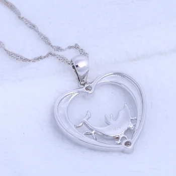 Ayowei Paprastas Širdies Delfinų Rožinis Opalas sidabro padengtą antspaudu Karoliai Pakabukas Romantiška šalis Dovana moterims OP825A