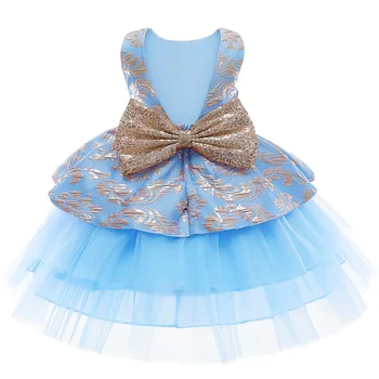 2021 Naujas Vaikas Princesė Suknelė Gėlių Mergaičių Birthday Party Dress Vaikų Lankas Blizgučiais Siuvinėjimas, Drabužių Elegantiška Vestuvinė Suknelė