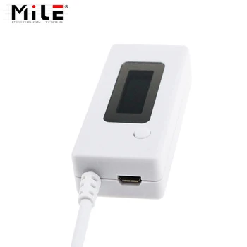 MILE Balta Micro USB Įkroviklis Baterijos Talpa Įtampa Srovės Testeris, Matuoklis Jutiklis su LCD Mobiliojo telefono Galia Bankas