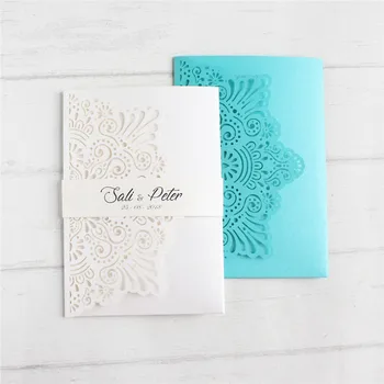 Elegantiškas vestuvių kortelės kvietimą santuokos su blizgučiai įdėkite kortelę RSVP pilvo juosta individualus spausdinimas 50pcs