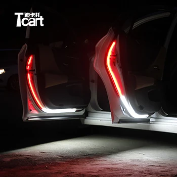 Tcart 2vnt Automobilių Durų Atidarymo Įspėjimas LED Šviesos Juostelės 120cm Teka šviesos, Stabdžių Galinis Susidūrimo Saugos Šviesos
