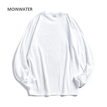 MOINWATER Naujas Moterys T marškinėliai Lady Medvilnės ilgomis Rankovėmis Tees Moterų Minkštas Atsitiktinis marškinėliai Topai Moteris MLT2021