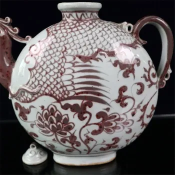Kinijos Seno Porceliano Red Phoenix Modelis Phoenix Galvos Puodą Į Puodą Glazūra