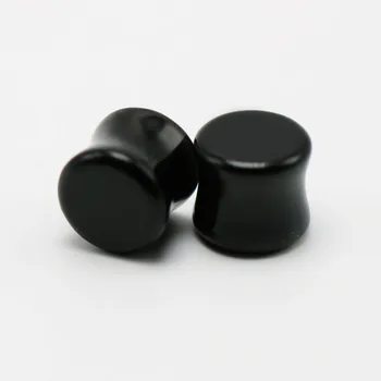 2vnt mados obsidian black STONE ausies gabaritas kištukų 6-16mm plėtra neštuvais tunelio siaurėjantys auskarai anti-alerginių papuošalai