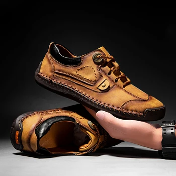 Vyrų derliaus odiniai batai oxfords nėrinių nelaimę vyrų mados butas kvėpuojantis lauko vyrų batai didelis dydis 48