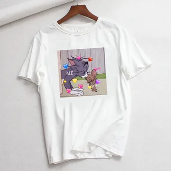 TJCJFO Juokingi Marškinėliai Moterims T-shirt Spausdinti Marškinėlius Unisex Hip-Hop Top Tees Animacinių filmų Vyras Moteris Karšto Pardavimo Balta