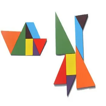 Mediniai Tangram 7 Gabalas Dėlionės Geometrinės Formos Spalvinga Aikštėje IQ Žaidimas galvosūkis Pažangi Švietimo Žaislai Vaikams