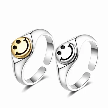 SIPENGJEL Mados Geometrinis Šypsena Žiedai Punk Derliaus Žiedai dviejų Spalvų Žiedai Moterims, Dovana, Papuošalai, Aksesuarai,