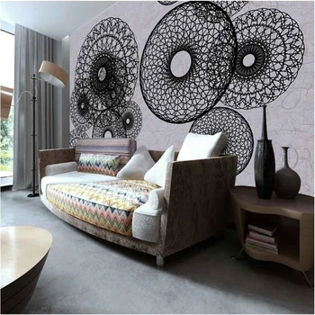 Beibehang Tapetai užsakymą gyvenimo kambario, miegamasis ratas juoda ir balta linija Europos modelį, dekoratyvinis dažymas sienų Tapetai