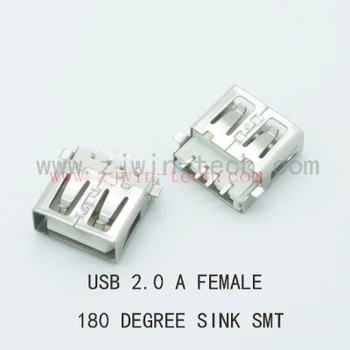 (10VNT) USB Jungtis 2.0 Femle Jack Įkrovimo Inferenc USB Jungtis Moterų 4P 180 Laipsnių BUTAS Burną PCB Lenta Kriaukle SMT