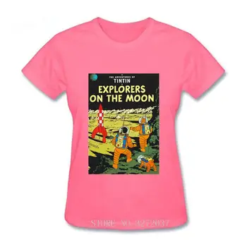 Tentenas T-shirt moterims tyrinėtojai mėnulyje t-shirt mergina spausdinti marškinėlius anime marškinėliai prekės ženklo drabužių viršūnes tees