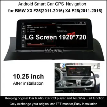 10.25 colių IPS Ekranas Android 10.0 Automobilių GPS Navigacija BMW X3 F25/BMW X4 F26 (2011-2016 Originalus CIC arba NBT Sistema)