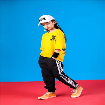 Trumpomis Rankovėmis Marškinėlius Mergaitėms Džiazo Kostiumai Vasaros Hip-Hop Šokių Drabužiai Vaikams Etapo Rezultatus Apranga Vaikas Šiuolaikinių Šokių Drabužiai
