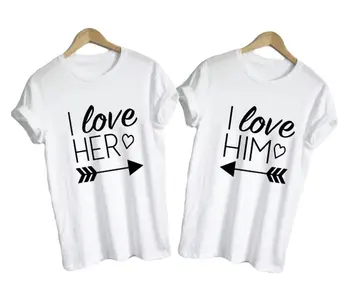Aš Jį Myliu Marškinėliai aš Ją Myliu Atitikimo T-Shirt Rodyklių Mėgėjams Širdies Draugą, Draugę, Vyrą Viršūnes sutuoktinių Pora Mielas Tee marškinėliai