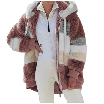 2020 M. Moteris Karšto Stiliaus Rudens Žiemos Multi-Color Gobtuvu Kailis Pliušinis Kratinys Užtrauktukas Kišenėje Prarasti Ilgomis Rankovėmis Plius Dydis Moterų Viršų