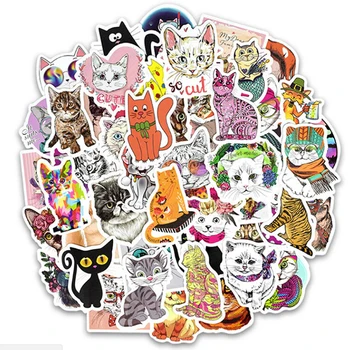 50Pcs/daug Gražių Animacinių filmų Katės Lipdukas Gyvūnų Vaikai 