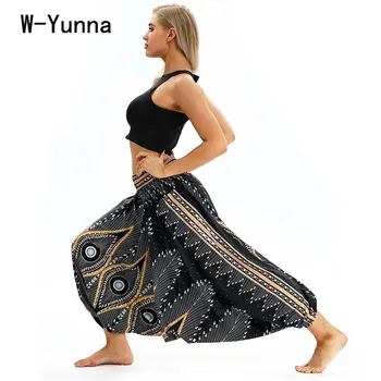 W-Yunna Mados Hip-Hop Geometrinis Spausdinti Kryžiaus Kelnės Moterims Elastinga Juosmens Kulkšnies Ilgis Atsitiktinis, Kietas Kelnės Plačios Kojos Haremo Kelnės