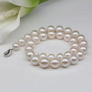 žavus klasikinis 12-13mm apvalus pietų jūros balta perlų vėrinį 18inch auskarai