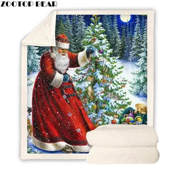 Santa Claus Vilnos Sherpa Antklodė Mados Mesti Antklodę Suaugusiųjų Kalėdų Helovinas Anime Kelionės Lovatiesė Lašas Laivas