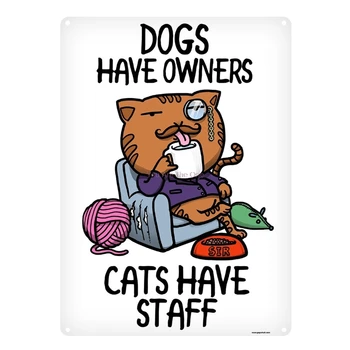 Šunys turi savininkai, katės turi darbuotojai, Skurdus Metalo Alavo Ženklai Plokštė Club Apnašas Geležies Tapybos Namų Sienų Lipdukai Retro Užeiga, Restoranas