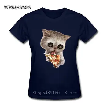 Mielas kūdikis Gyvūnų KATĖS MYLI PICA Kačiukas T-shirt Moterų katytė pūlingas Juokinga, Spalvinga Atvėsti Vasaros Moterims Klasikiniai marškinėliai Viršuje Tees