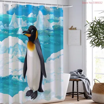 Gyvūnų Pingvinas Poliesteris Dušo Užuolaidos Vonios kambarys Dekoro Užuolaidų 180x200cm Custom Vonios Užuolaida su Nemokama Kabliukai 3D Spausdinimo Užuolaidų