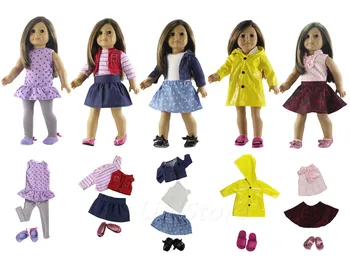 Karšto Lėlės Aprangą 5 Lėlės drabužius+5 porų batų 18 colių Amerikos Lėlės Kasdieniai Drabužiai Suknelė