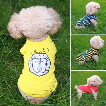 Vasarą Cartoon drabužius Šuo Marškinėliai Atsitiktinis Juostelės Pet drabužiai, Šuniukų Pudelis Teddy veislės kalytę Šunų Reikmenys