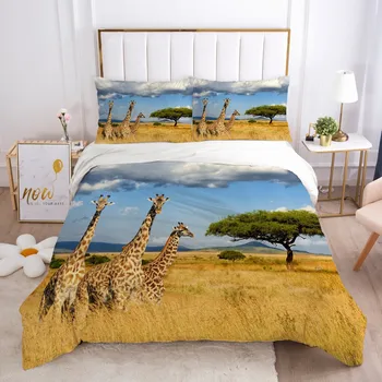 Patalynė 3D žemyn antklodė padengti dekoracijos antklodė padengti gyvūnų žirafa lovatiesė pagalvė padengti papildomas didelis vienas antklodė padengti dviguba quil