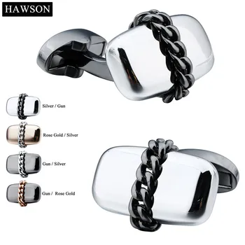HAWSON Mens Papuošalai Dizaineris rankogalių segtukai Aukštos Kokybės 3 Spalvų Variantų Metalo rankogalių segtukai Atsitiktinis Marškinėliai