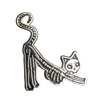 Katės skeletas Emalio pin ženklelis