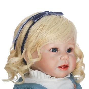 28inch 71cm Silicio Atgimsta Vaikiška Lėlė Baby Doll Mergina Su ilgais Tiesiai Auksinių Plaukų, Drabužių, Perukų Boneca Tikroviška Mielas Dovanas Žaislas