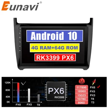 Eunavi 2 Din Automobilio Radijo, GPS Stereo VW Polo sedanas 2012-2016 navigacijos, multimedijos grotuvas 8 core Android 10 4G 64G TDA7851