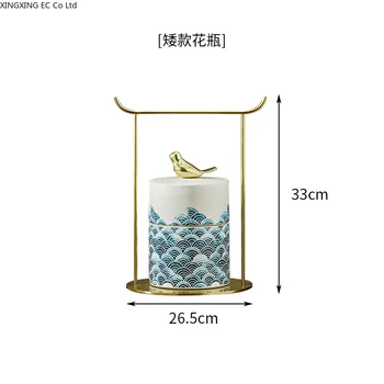 Kinų stiliaus Keramikos Vaza Gėlių kompozicijų Džiovintų Gėlių Priedai Bangų Modelio Baką Apdaila Meno Namų Puošybai