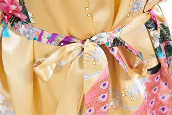 Naujas Aukso Sexy Lady Mini Vasarą, Vonia, Chalatas, Suknelė Šilko, Viskozės Kimono Yukata Suknelė Gėlių naktiniai drabužiai Dydis S M L XL XXL XXXL A014