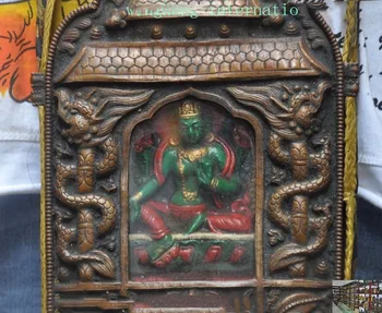 Vestuvių dekoravimas senojo Tibeto Budizmo bronzos šilko Turkio, koralų žalioji Tara Mandal Šventyklas statula Naujųjų Metų