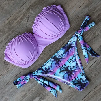 Iki 2017 m. Vasaros Sexy Diržas Kamšalu Rožinė Plaukti Kostiumas Maudymosi kostiumas, Paplūdimio Push Up Mažas Juosmens Violetinė Moterų maudymosi Kostiumėliai, Brazilijos Bikini Komplektas
