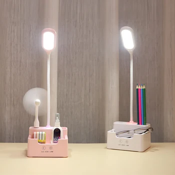 Įkraunamas LED Stalo Lempa su USB Įkrovimo lizdas & Rašiklio Laikiklis, 3 Spalvų Režimų Lanksčios Metalinės Žarnos, Mini Mielas Lempos, Miegamojo