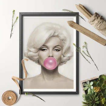 Menas Spausdinti Sienos Menas Namų Dekoro Marilyn Monroe Rožinė Kramtomosios Gumos Nuotraukų Spausdinimo Plakatą, Drobė, Tapyba Be Rėmelio