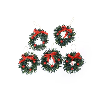 1PC Mini Kalėdų Vainikas, Pušies Raudona Lankas-mazgas Ornamentu Plastiko Kalėdų Medžio Namų Šaliai Vaikas Mergina Lėlių Festivalis Dekoro Dovana 4cm