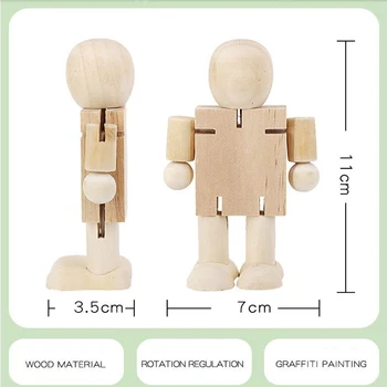 11cm medienos žmogus modelis darželį, rankų darbo žaislai toddlercognitive rankas-apie gebėjimą vykdyti žaislai