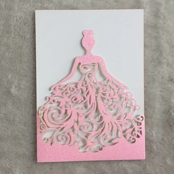 25pc pjovimas Lazeriu glitters popieriaus princess Gimtadienio Kvietimai, Kortelės,mergina Vestuvių Pakvietimo,blizgučiai spalvos, šviesiai žalia
