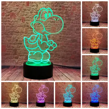Puikus 3D Iliuzija LED Stalas naktinė lempa Spalvingų šviesų Super yoshi Anime Yoshi Pav Žaislai