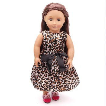 Lėlės drabužiai madingi leopard print suknelė žaislas tinka priedai 18 colių Mergina lėlės ir 43 cm baby doll c85