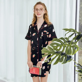 2020 Naujas Elegantiškas Stilius Šilko Imitacijos Ponios Pižamą SpringAnd Vasaros Prabanga Moterų Patogiai Moterų Spalva Homewear
