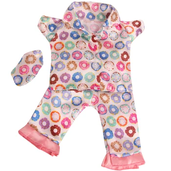 18 colių Mergaičių lėlės drabužiai Rožinė spausdinti pajama kostiumas Amerikos naujagimių suknelė žaislai tinkami 43 cm kūdikio c845