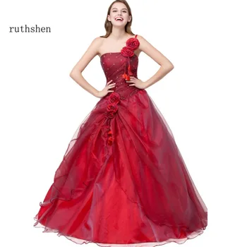 Ruthshen Kamuolys Suknelė Quinceanera Suknelės Vestidos De 15 Raudonas Saldus Šešiolika Suknelė, Vieną Petį Debutante Chalatai Chalatas De Bal 2020 m.
