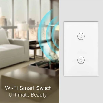 2 3 Gauja WiFi Smart Šviesos Jungiklis Touch Stiklo plokštė Belaidžio Smart Sienos Jungiklis, Balso Kontrolės 